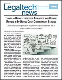 Consilio Brings Together Analytics and Human Review in In-House Cost-Containment Service, Front Page, Screenshot