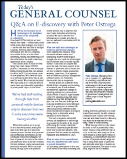 Q&A on eDiscovery with Peter Ostrega, Front Page, Screenshot